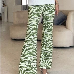 High Waist Zebra Flare Leg Pants
